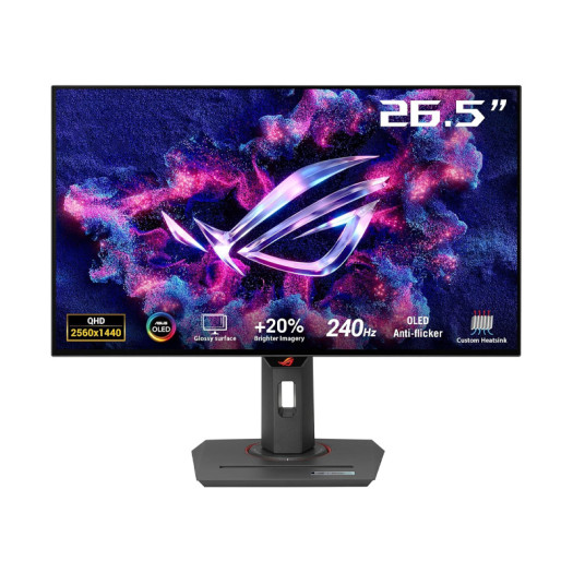 ASUS ROG Strix 27” 1440P OLED Gaming Monitor (XG27AQDMG) - QHD, Glossy OLED, 240Hz, 0.03ms, Custom Heatsink, Anti-Flicker,Uniform Brightness, G-SYNC Compatible, 99% DCI-P3, DisplayWidget